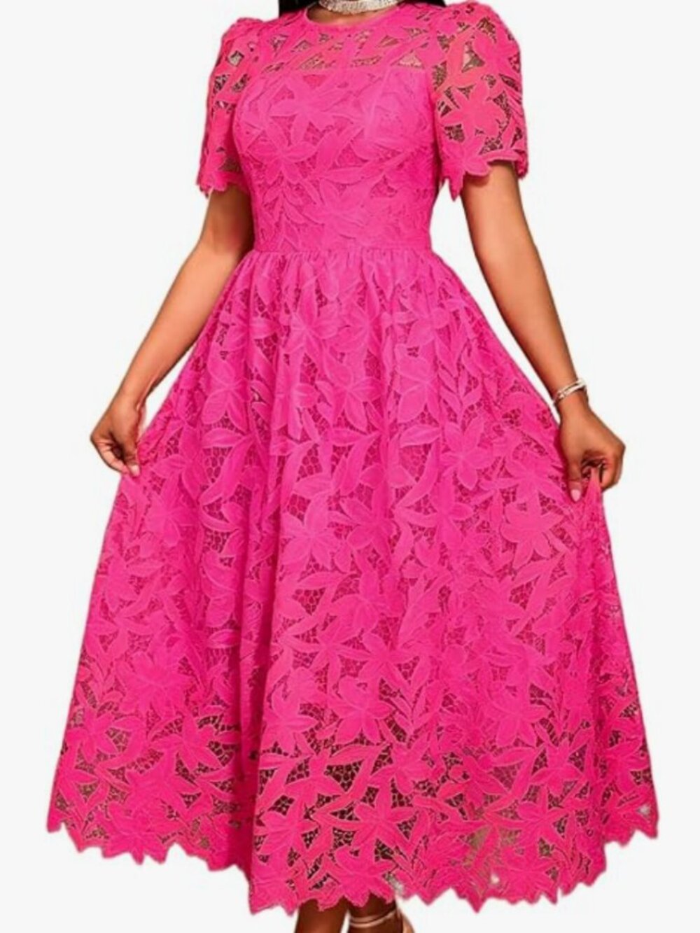 AOMEI short sleeve lace dress Rose Pink NWT Size XL